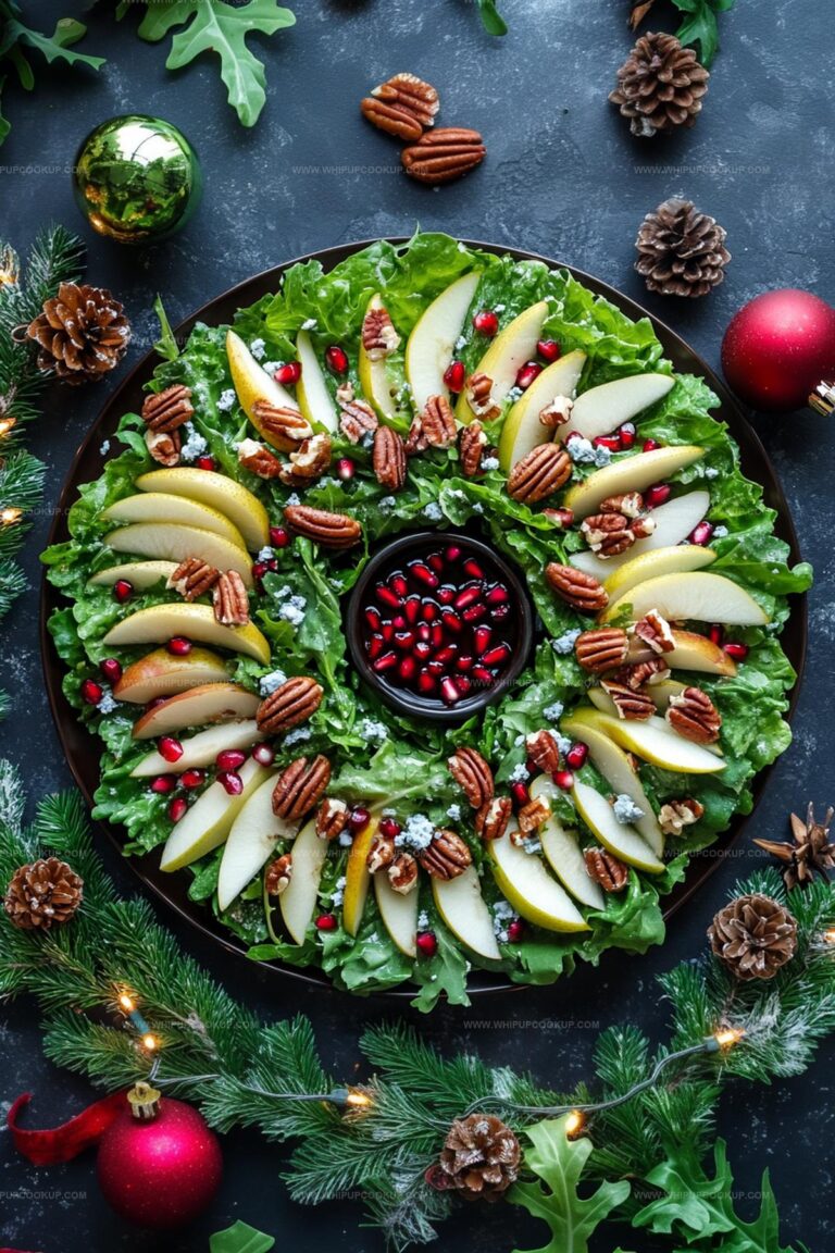 Christmas Wreath Pear Salad with Pomegranates & Pecans Recipe