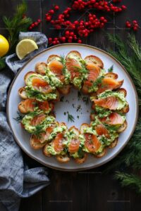 Christmas Salmon & Avocado Bruschetta Wreath Recipe