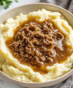 Comforting Ground Beef And Gravy Over Mashed Potatoes Recipe