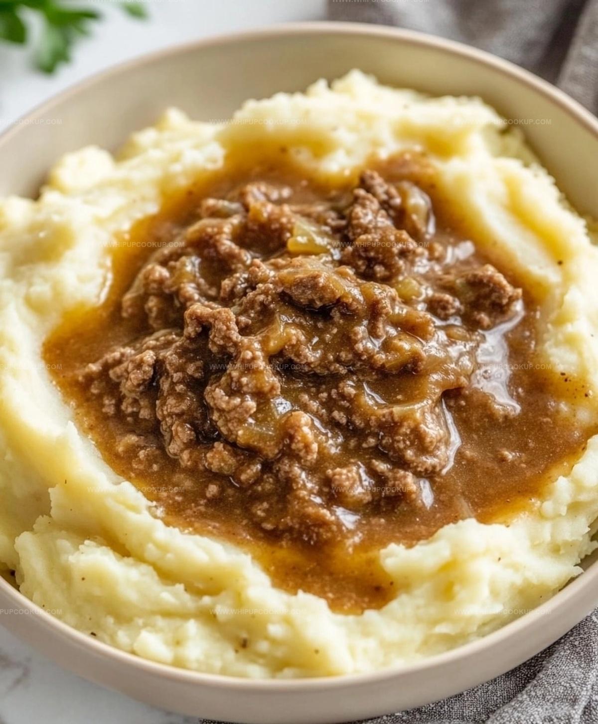 Comforting Ground Beef And Gravy Over Mashed Potatoes Recipe