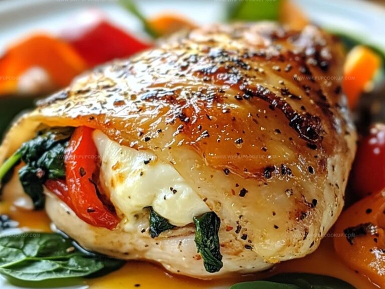 Roasted Red Pepper, Spinach, And Mozzarella Stuffed Chicken Recipe