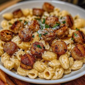 Garlic Butter Sausage Bites with Creamy Parmesan Pasta Recipe