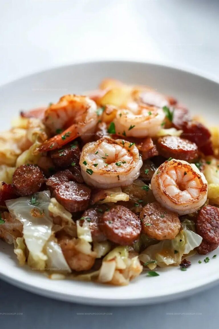 Fried Cabbage with Shrimp Sausage & Bacon Recipe