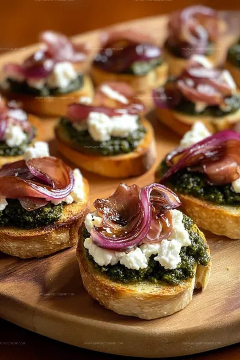 Prosciutto Crostini with Goat Cheese & Pesto Recipe
