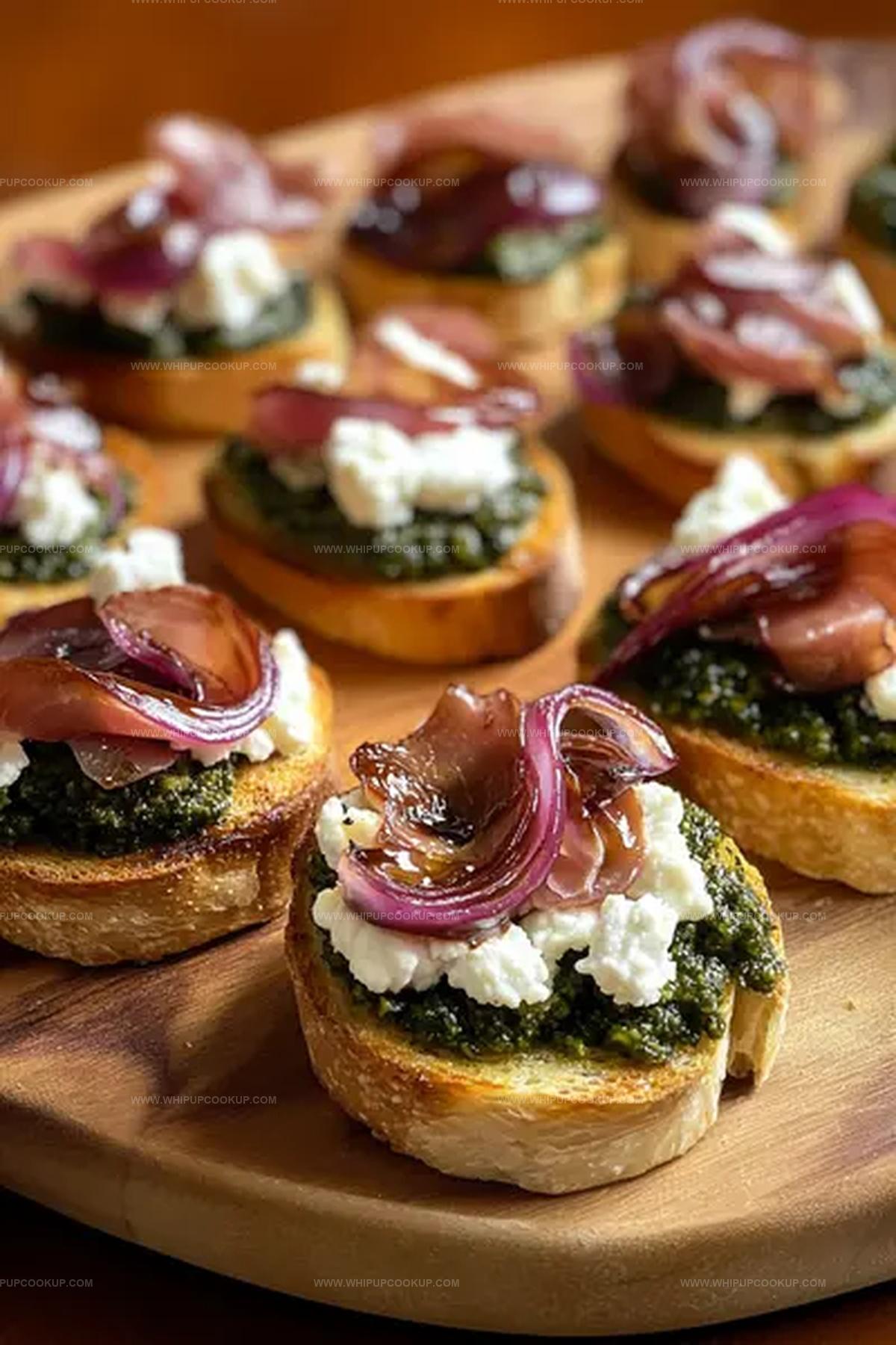 Prosciutto Crostini with Goat Cheese & Pesto Recipe