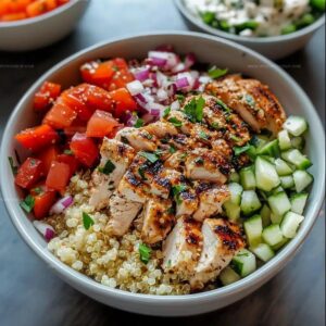 Greek Chicken Quinoa Bowl (Healthy & Flavorful) Recipe