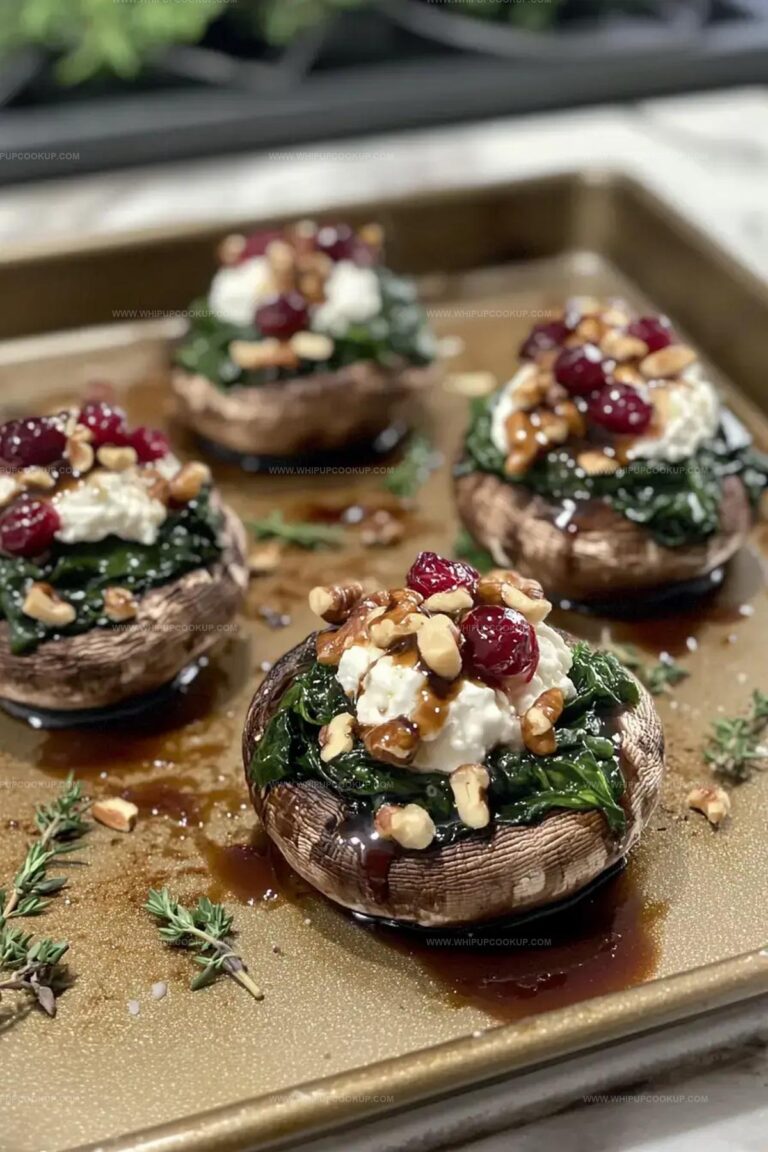 Balsamic-Glazed Cranberry & Goat Cheese Stuffed Mushrooms With Spinach Recipe