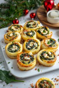 Christmas Spinach Feta Pinwheels Recipe