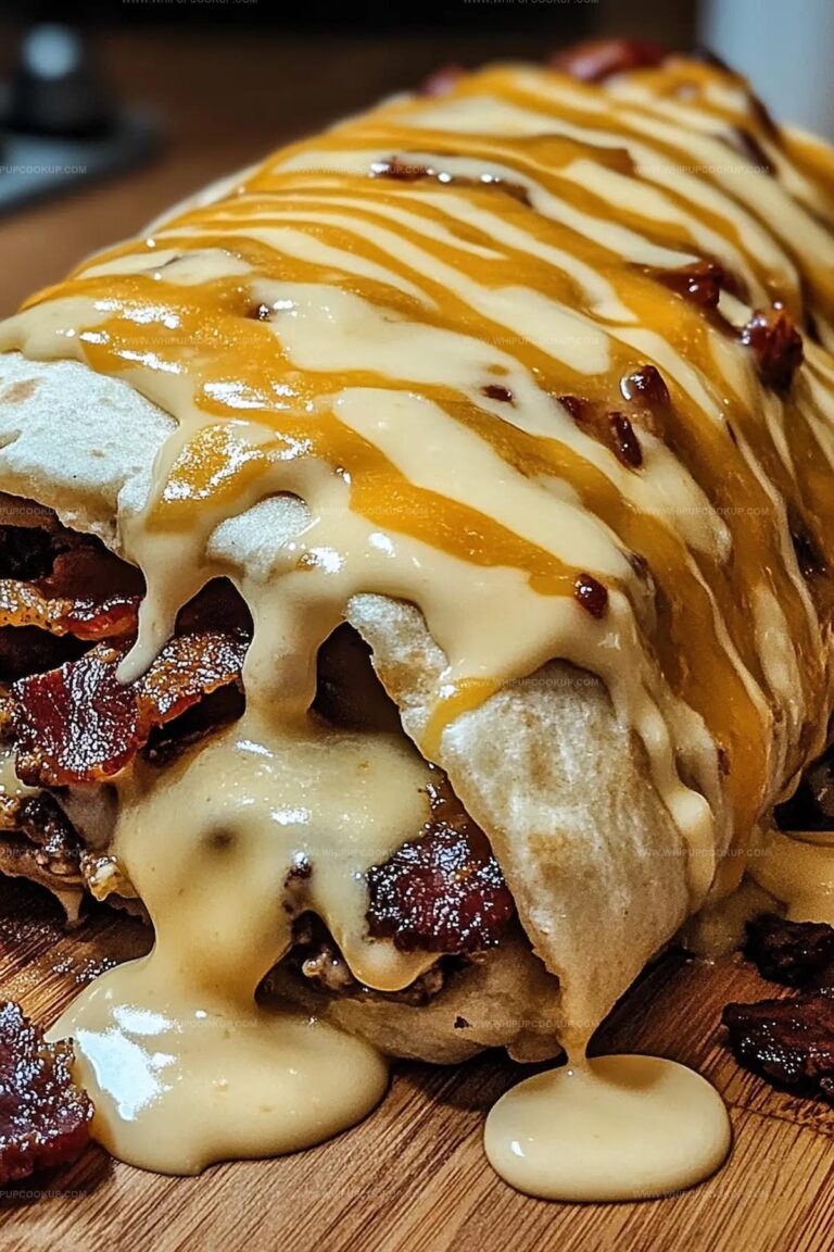 Bacon Cheeseburger Burrito With Pile Of Bacon And Creamy Cheese Sauce Recipe