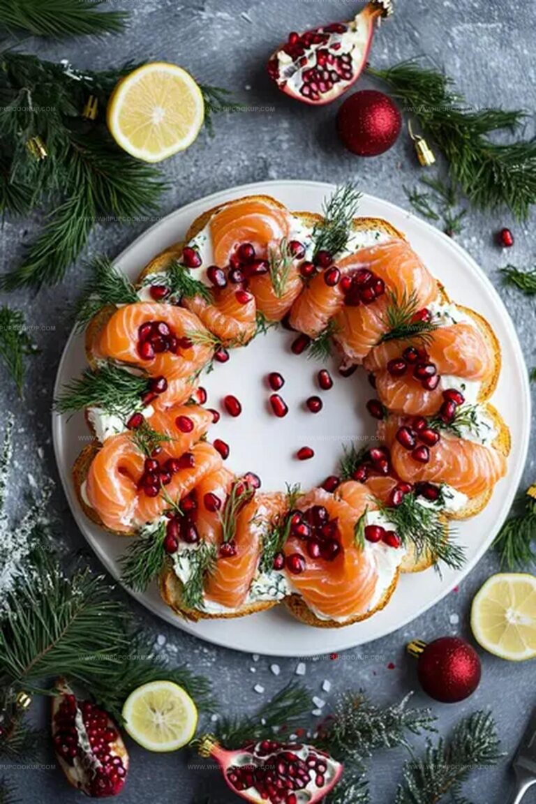 Christmas Smoked Salmon Bruschetta Wreath Recipe