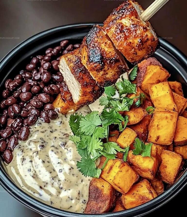 Chipotle Chicken Bowl with Black Beans, Sweet Potatoes, and Cilantro Lime Sauce Recipe