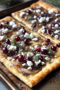 Rustic Cranberry, Caramelized Onion, And Feta Cheese Flatbread Recipe