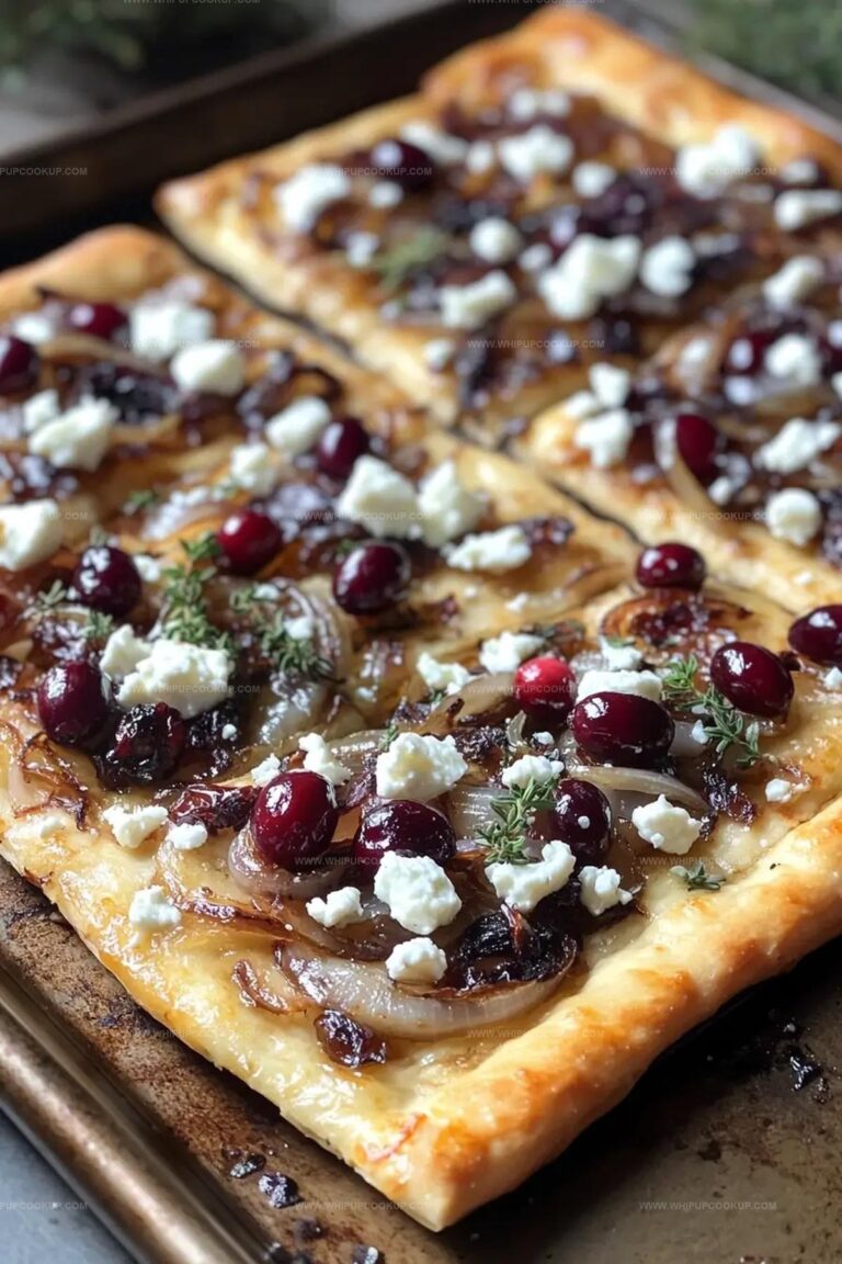 Rustic Cranberry, Caramelized Onion, And Feta Cheese Flatbread Recipe