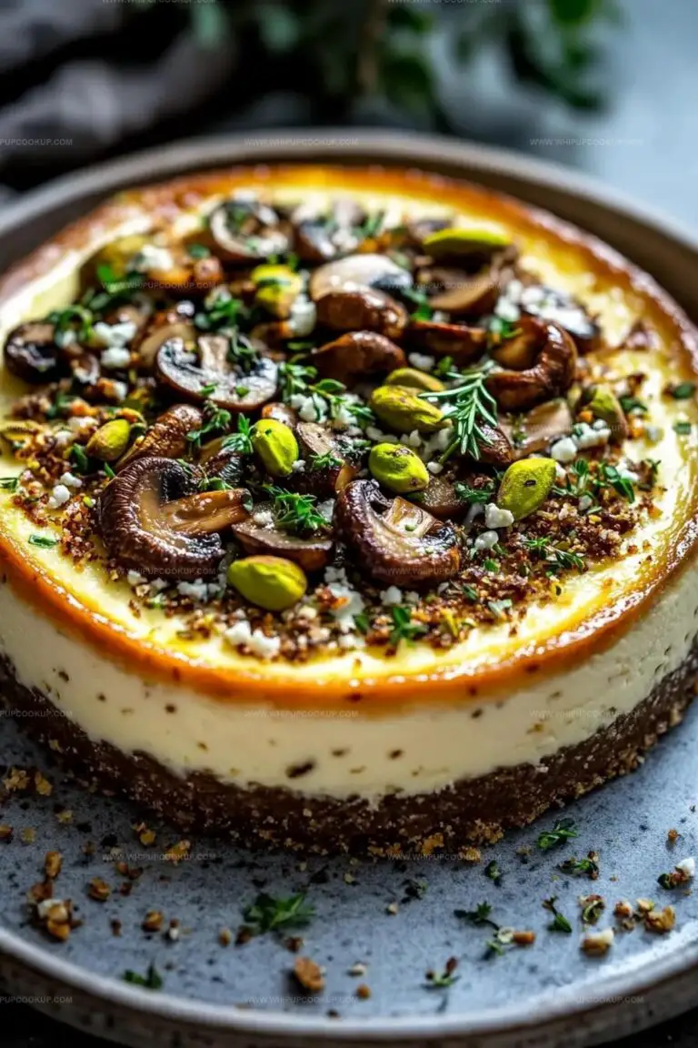 Pistachio And Mushroom Cheesecake With Feta & Parmesan Crust Recipe