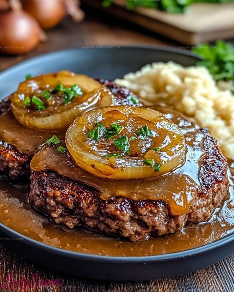 Seasoned Hamburger Steaks with Onion Gravy Recipe