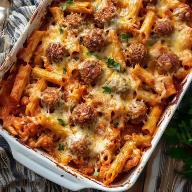 Cheesy Meatball Pasta Bake Recipe