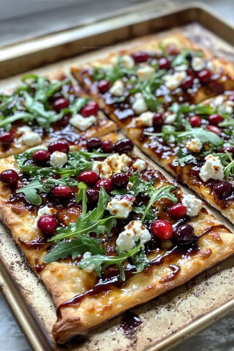 Cranberry Balsamic Flatbread With Goat Cheese & Arugula Recipe