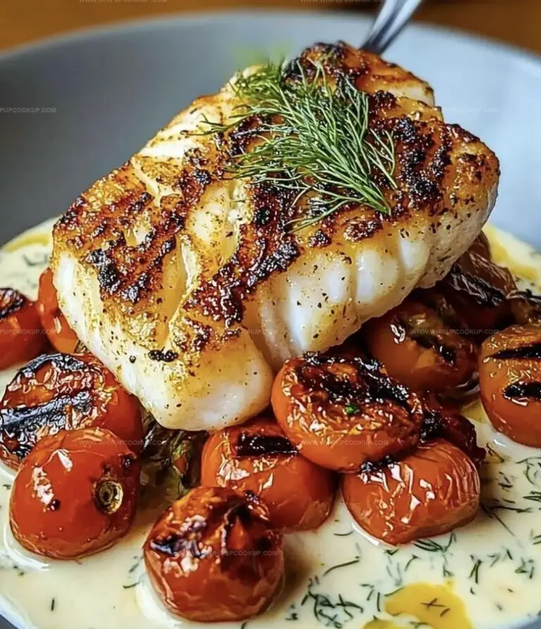 Grilled Cod with Roasted Tomatoes & Creamy Dill Sauce Recipe