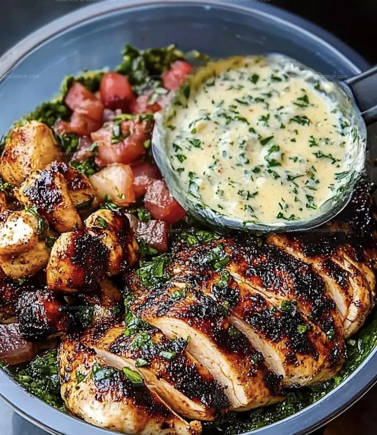Chimichurri Grilled Chicken Bowl with Garlic Sauce Recipe