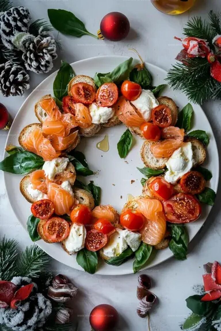 Christmas Bruschetta Wreath with Smoked Salmon Recipe