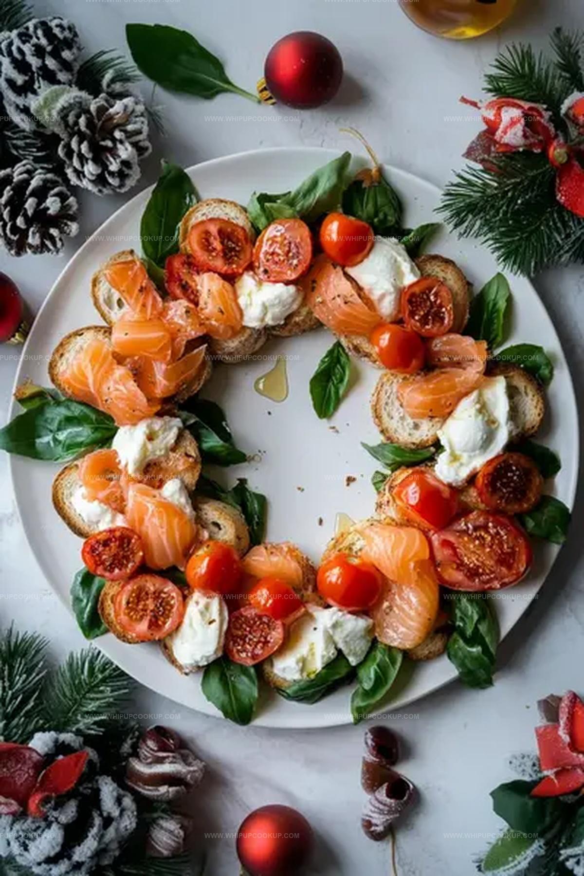 Christmas Bruschetta Wreath with Smoked Salmon Recipe