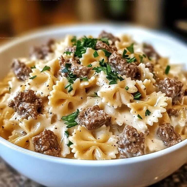 Beef and Bowtie Pasta with Alfredo Sauce Recipe