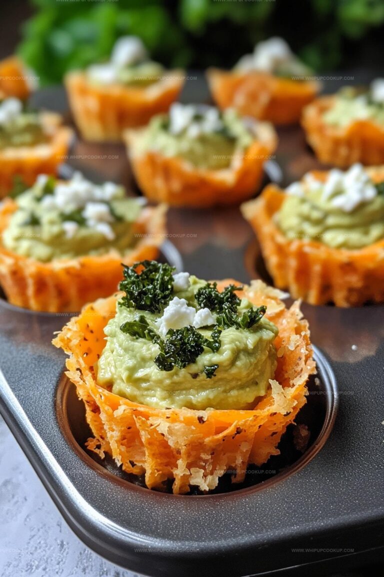 Cheddar Cups with Avocado Feta Mousse Recipe