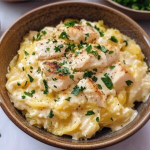 Chicken Alfredo Spaghetti Squash Casserole Recipe