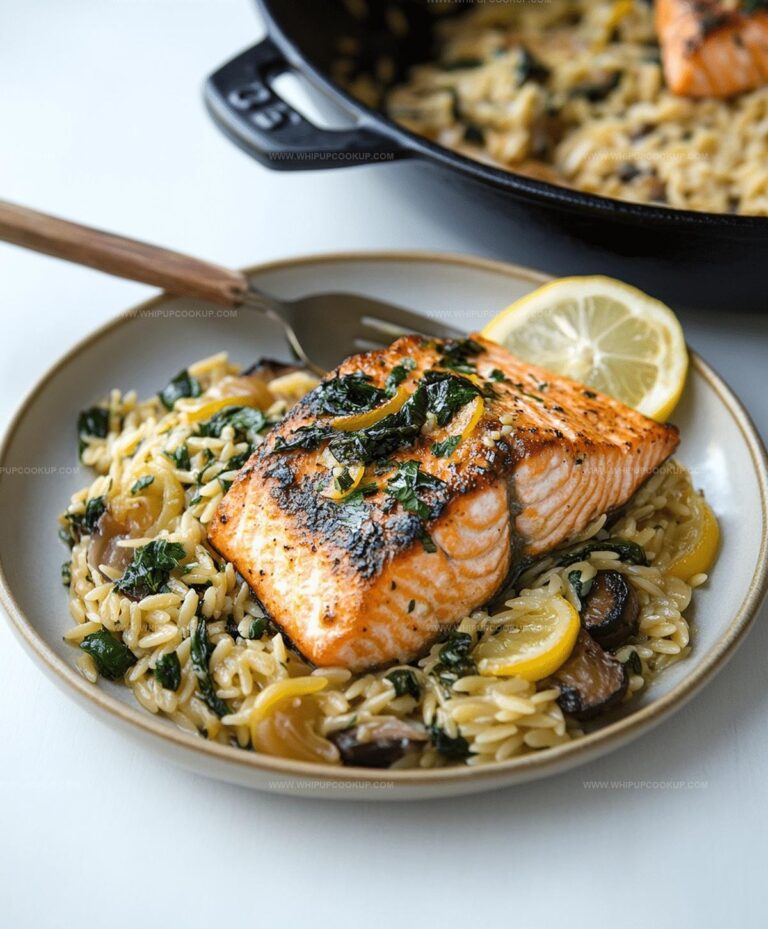 One Skillet Salmon With Lemon Orzo Recipe