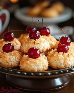 Cherry Topped Coconut Macaroons Recipe