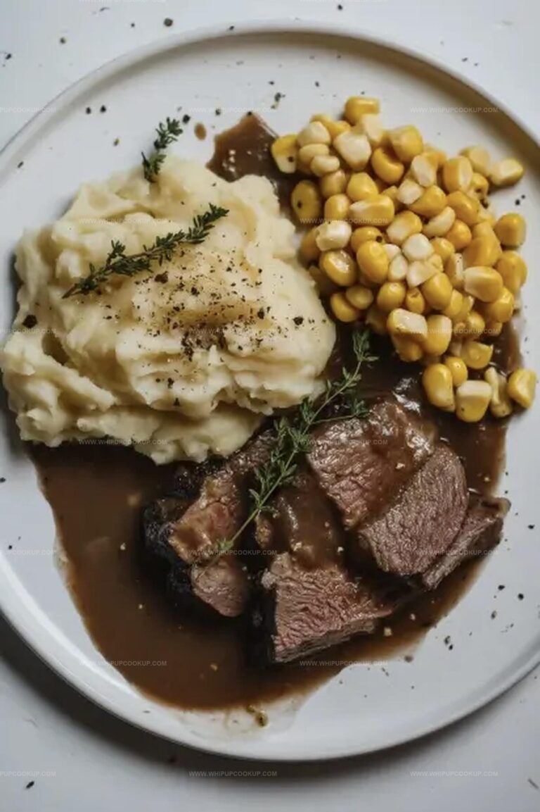 Beef Roast With Mashed Potatoes, Corn, And Gravy Recipe