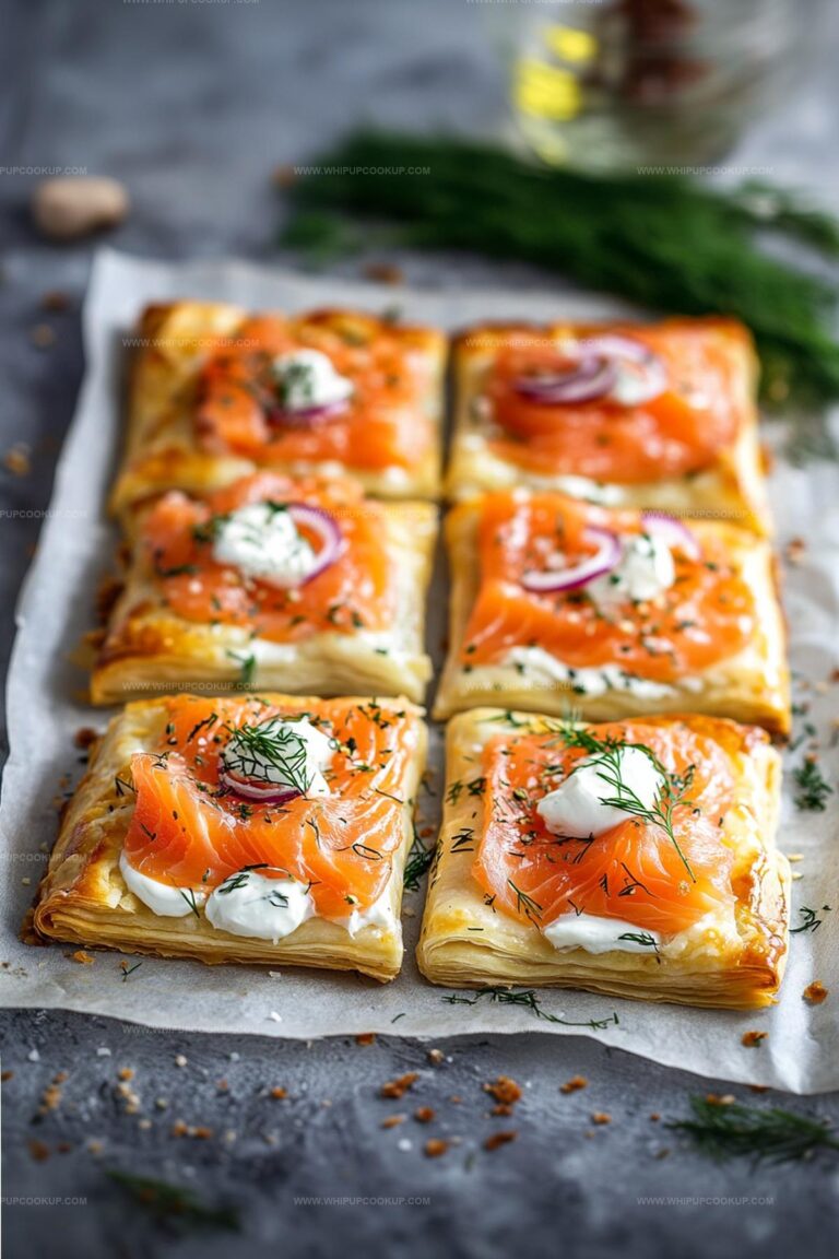 Christmas Smoked Salmon Puff Pastry Pizza Squares Recipe