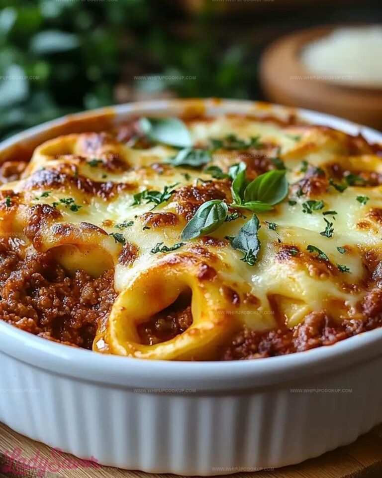 Cheesy Baked Tortellini with Meat Sauce Recipe