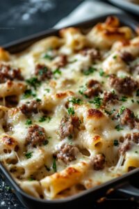 Garlic Sausage Alfredo Rigatoni Recipe