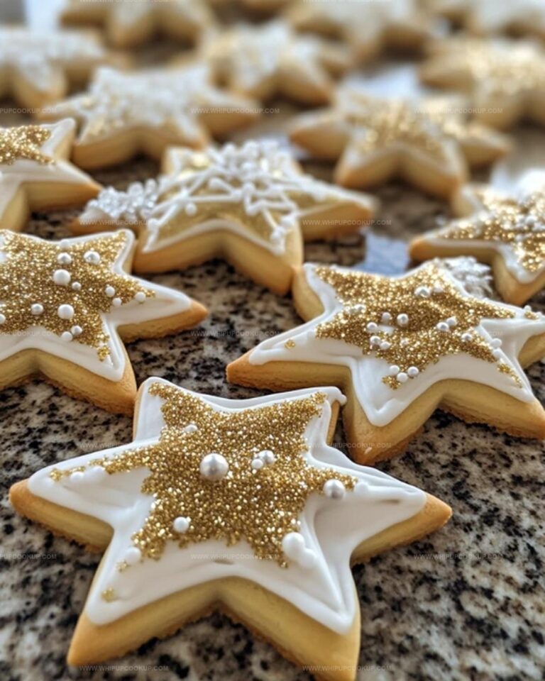 Golden Star Sugar Cookies With Royal Icing And Edible Glitter Recipe
