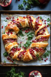Christmas Bacon & Pomegranate Pastry Wreath Recipe