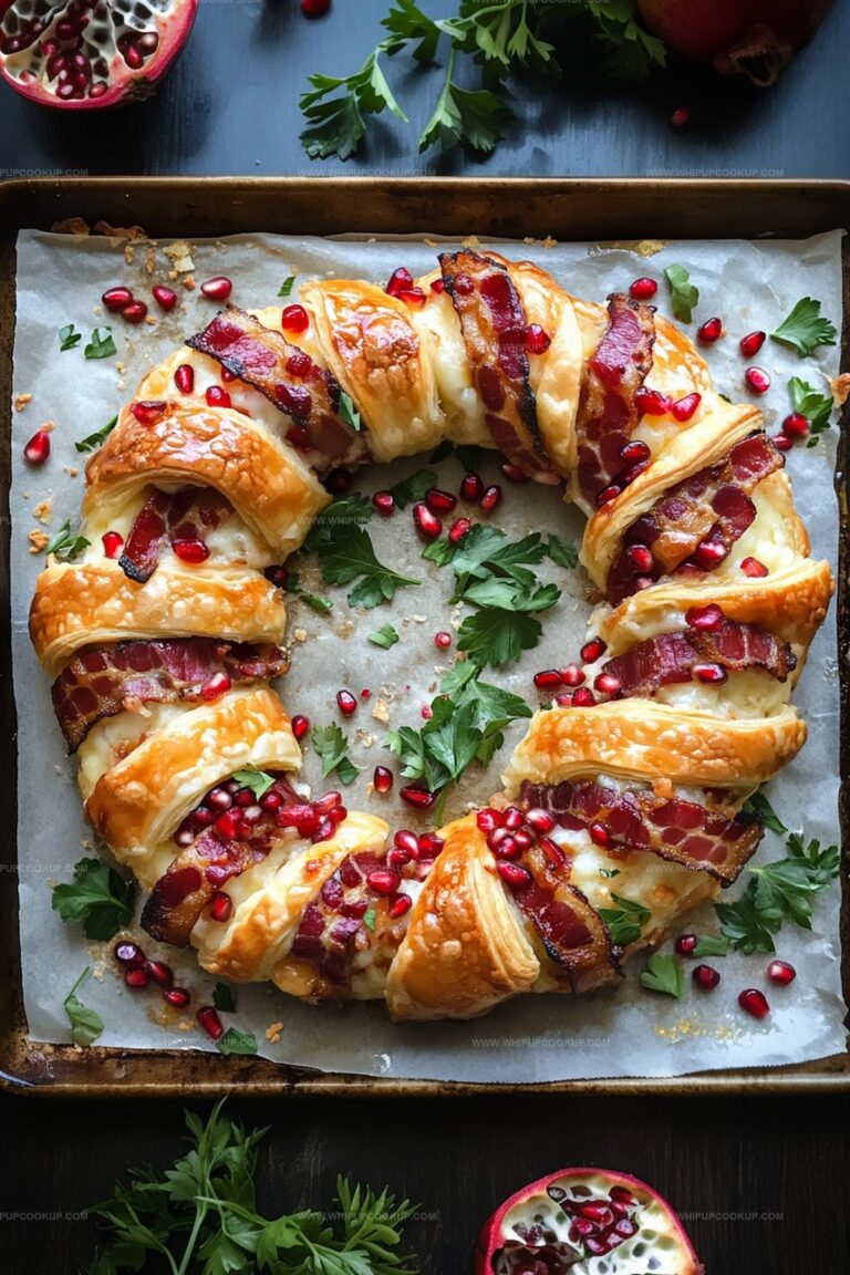 Christmas Bacon & Pomegranate Pastry Wreath Recipe