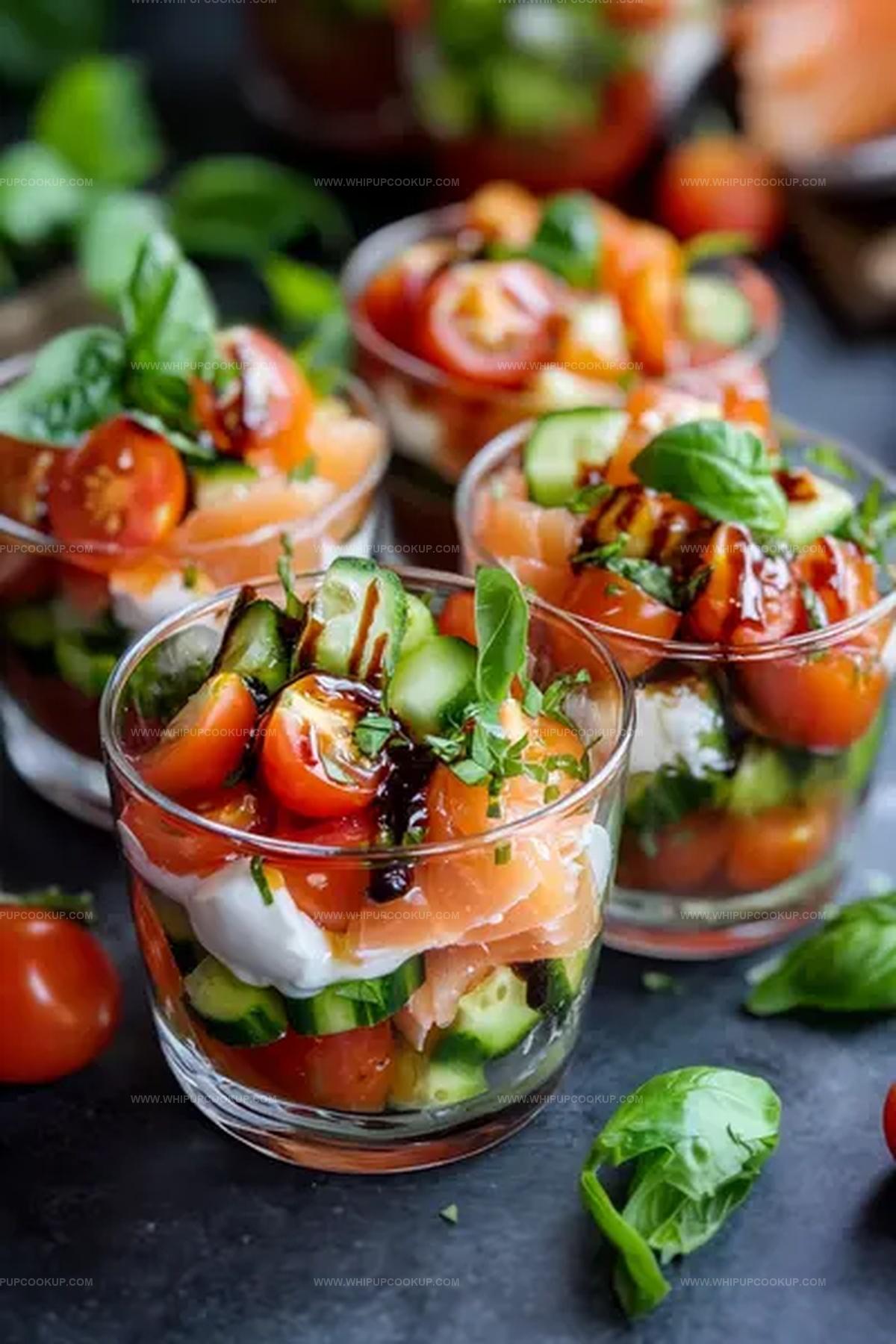 Christmas Salmon Caprese Salad Cups Recipe