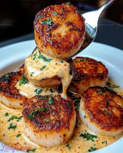 Seared Scallops with Spicy Cajun Cream Sauce Recipe