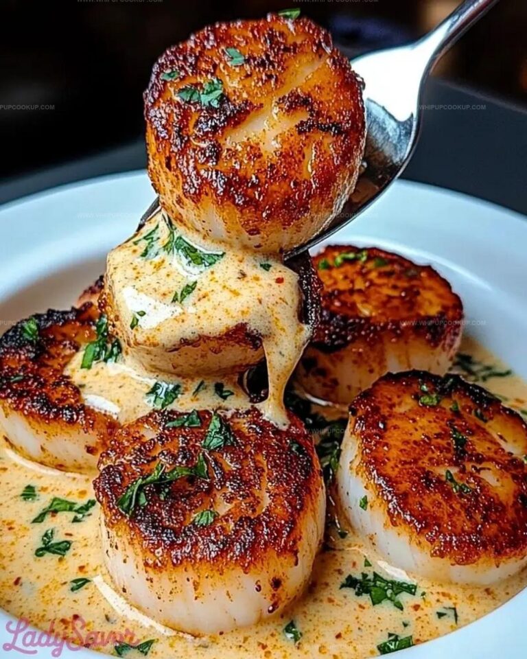 Seared Scallops with Spicy Cajun Cream Sauce Recipe