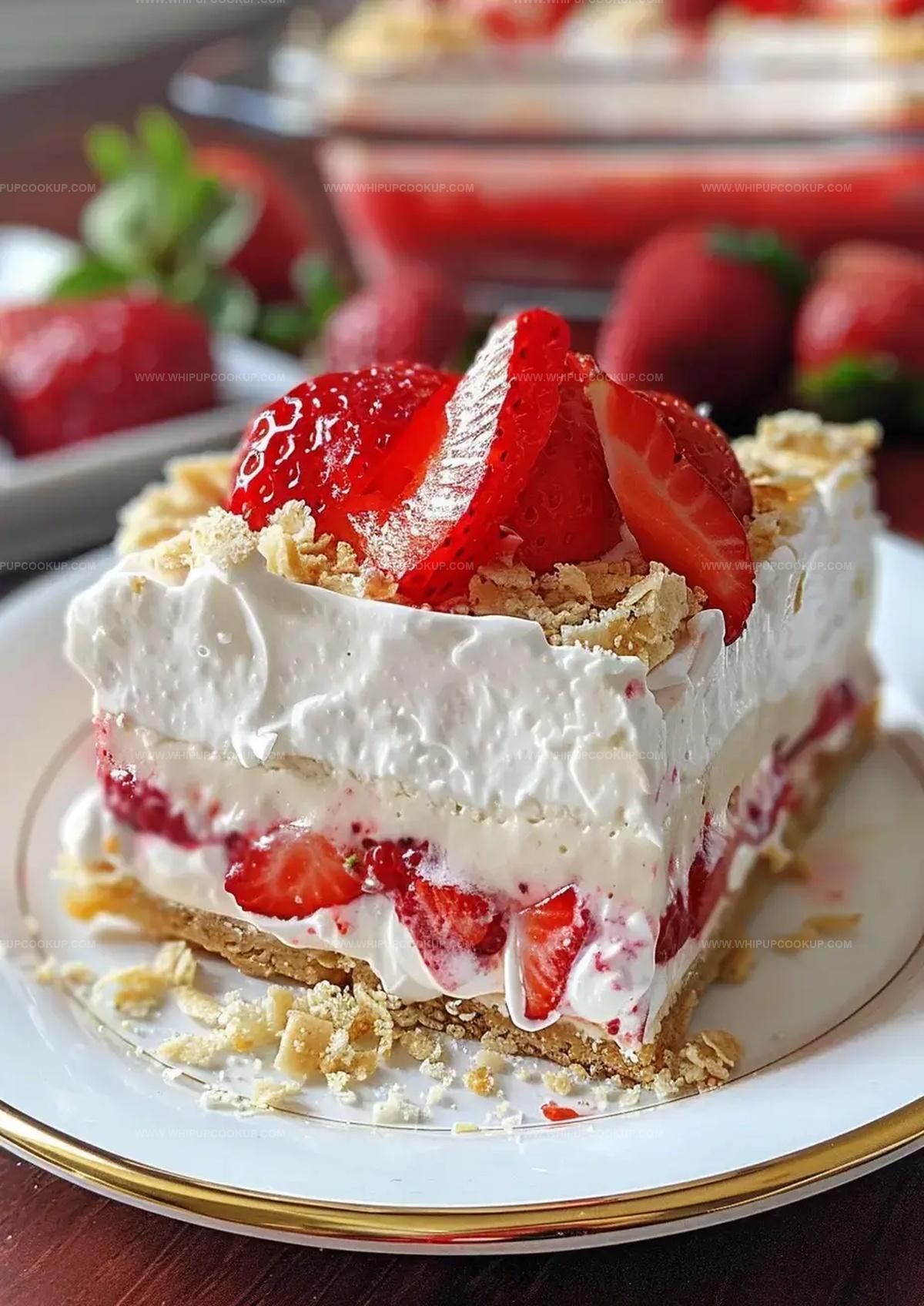 No-Bake Strawberry Cheesecake Lasagna Recipe