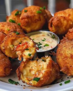Crispy Crawfish Beignets with Jalapeno Cheddar Dip Recipe